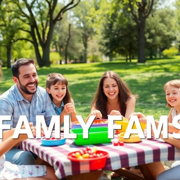 Familie veselă petrecând timp împreună în parc.